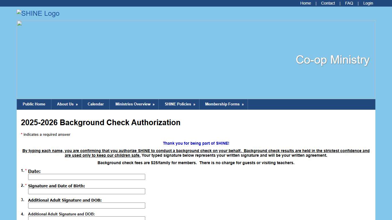 2025-2026 Background Check Authorization